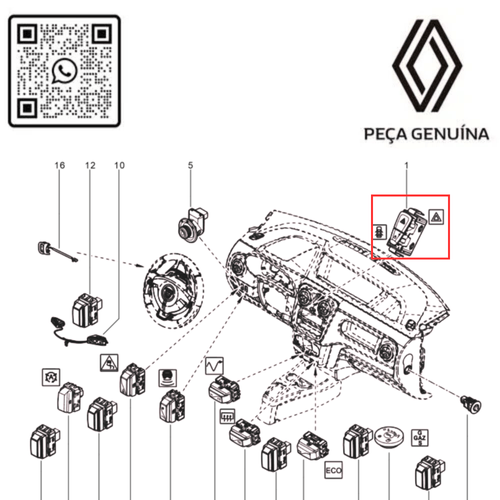 RN 05668R  BOTAO DO PISCA ALERTA KANGOO II 2022 EM DIANTE 252905668R -4-